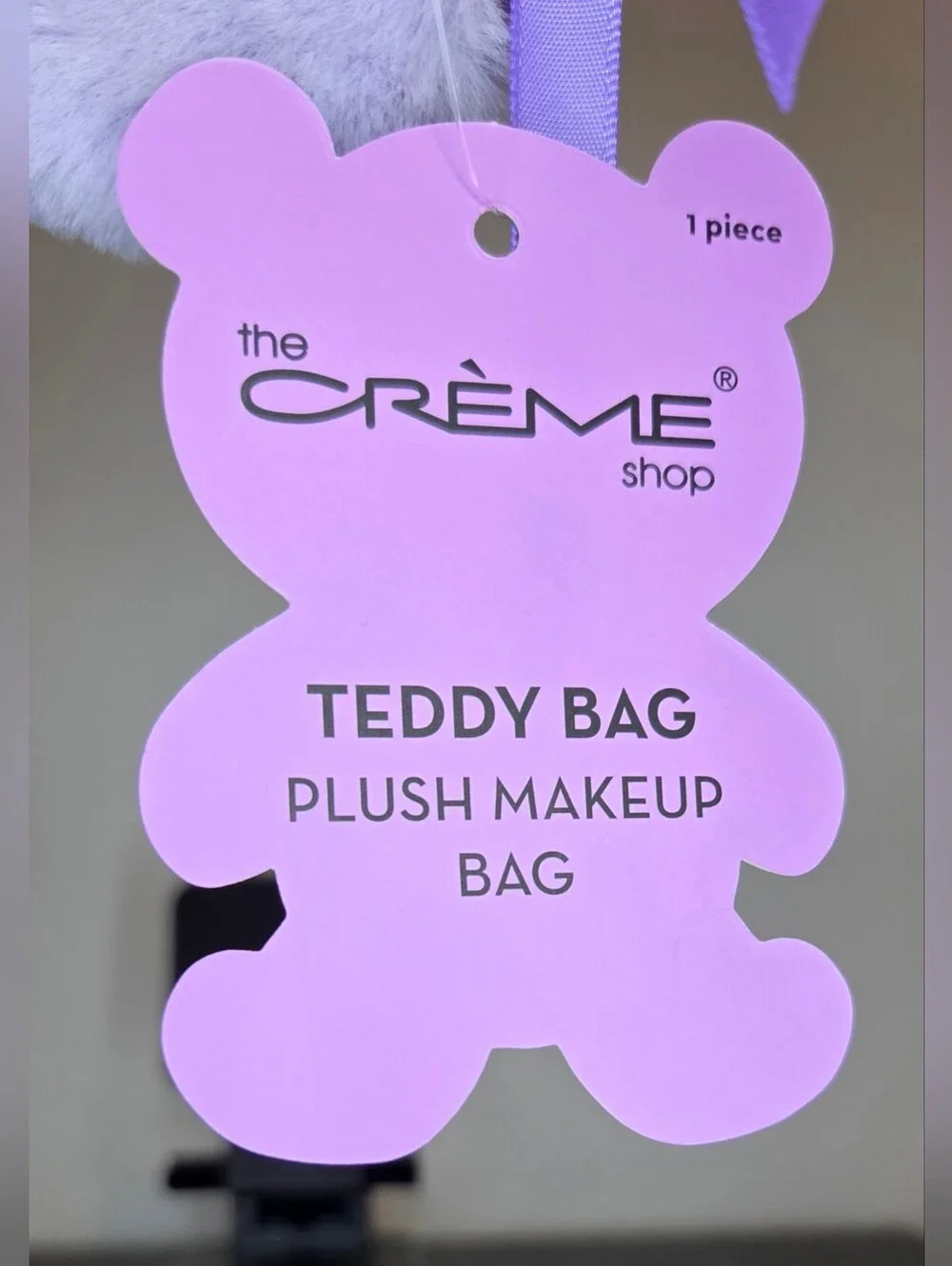 🕯The Crème Shop Teddy Bag Plush Makeup Bag Lavender Crescent Cosmetic Pouch NWT